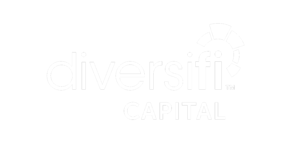Logo of Diversifi Capital with the word diversifi in lowercase and CAPITAL in uppercase below it. There is a circular design made of five segments to the top right of diversifi.